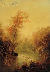 School of John Frederick Kensett (American, 1816-1872) Untitled [Woodland River Landscape in Autumn].